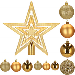 Bombki choinkowe zestaw 100 szt. ozdoby świąteczne dekoracje z gwiazdą złote