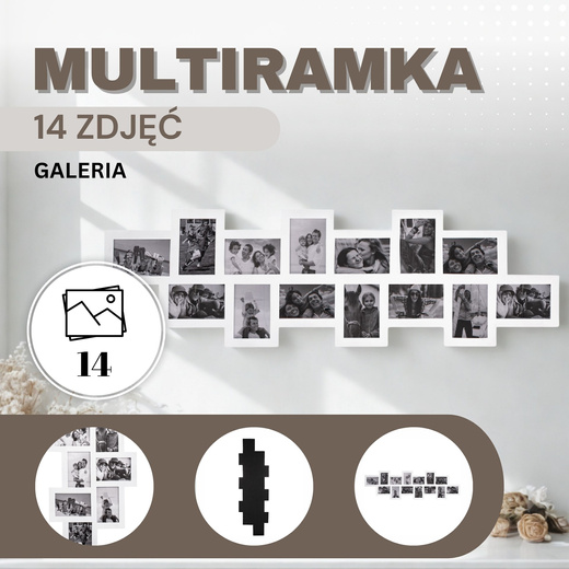 Ramka na zdjęcia 14 zdjęć multiramka 10x15 biała 