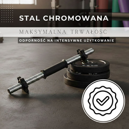 Gryf krótki 45 cm do hantli z zaciskami zestaw 2 szt. gwintowane 25 mm stal chromowana