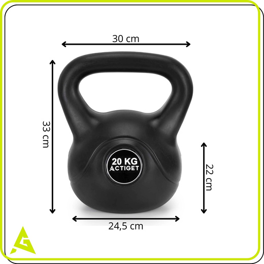 Kettlebell 20 kg odważnik, hantla do ćwiczeń ABS kula do treningu siłowego, czarny