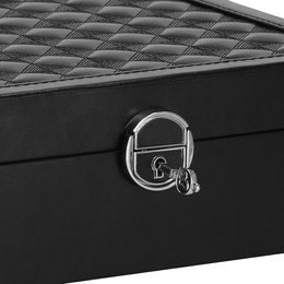 Szkatułka na biżuterię ekoskóra 25 x 25 x 8,5 cm czarny organizer z przegródkami i lusterkiem
