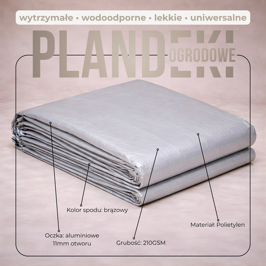 Plandeka 4x6m 210g/m2 gruba płachta ochronna szara