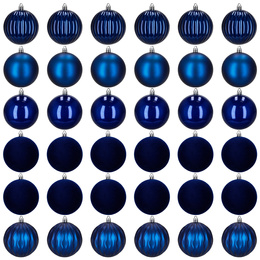 Bombki choinkowe 36 szt. zestaw dekoracji świątecznych, nietłukące, granatowe