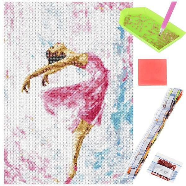Haft diamentowy tańcząca baletnica mozaika diamentowa DIY 40x30 cm
