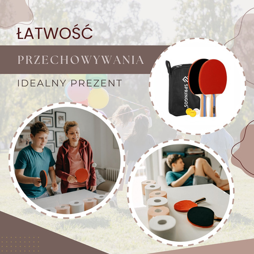 Paletki do ping ponga zestaw z 3 piłeczkami i pokrowcem komplet tenis stołowy