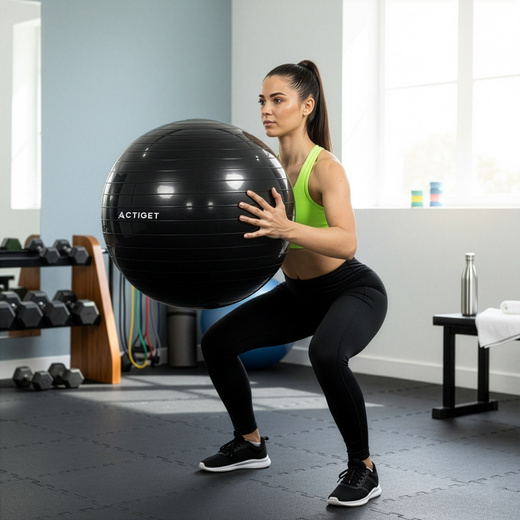 Piłka 75 cm do ćwiczeń pilates, rehabilitacyjnych, stretchingu z pompką, czarna