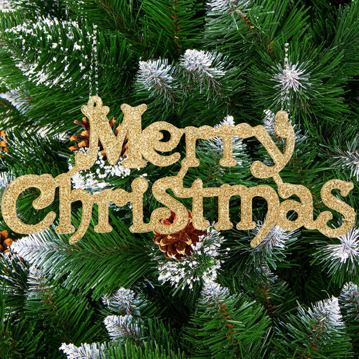 Zawieszka na choinkę napis Merry Christmas 2 szt. ozdoba świąteczna 24 cm złoty brokat