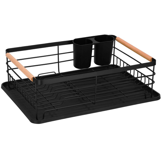 Suszarka metalowa do naczyń i sztućców 42x31x14 cm ociekacz do naczyń czarno-brązowy