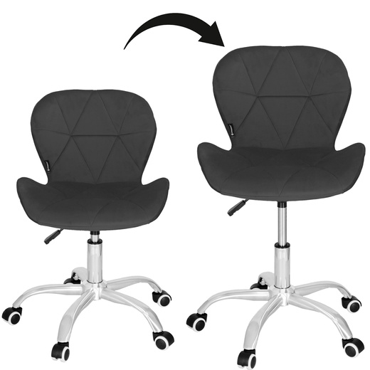 Fotel biurowy obrotowy krzesło na kółkach, do nauki, pracy przed komputerem ciemnoszary