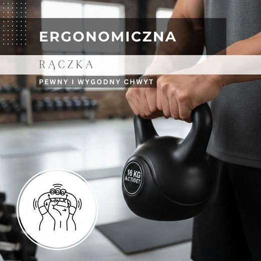 Kettlebell 8 kg odważnik, hantla do ćwiczeń ABS kula do treningu siłowego, czarny