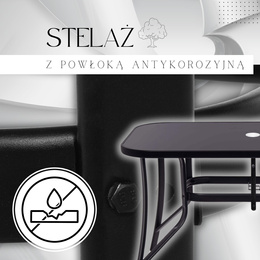 Meble ogrodowe 6 krzeseł, stół ze szkłem hartowanym zestaw na taras czarny