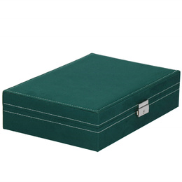 Szkatułka na biżuterię 28x19,5x7 cm zielony welurowy organizer z przegródkami