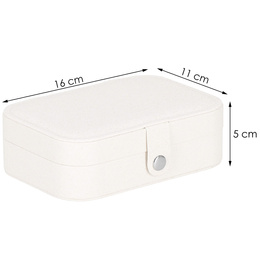 Szkatułka na biżuterię ekoskóra 16x11x5 cm kremowy z brokatem organizer z przegródkami