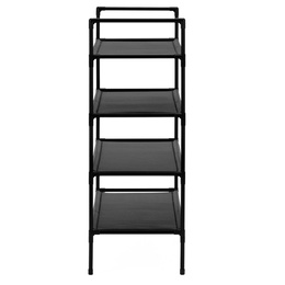 Regał na buty 4 poziomy szafka metalowa z półkami na obuwie 75x72x28 cm czarna