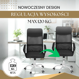 Fotel biurowy obrotowy regulowany krzesło na kółkach, do pracy przed komputerem czarne