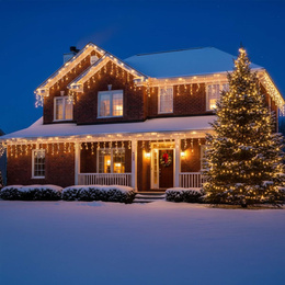 Kurtyna świetlna PRO 500 Led lampki zewnętrzne 25 m ciepły biały + zimny biały flash komplet