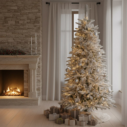 Choinka sztuczna 180 cm świerk kaukaski ośnieżony jak żywy, nowoczesny, ze stojakiem