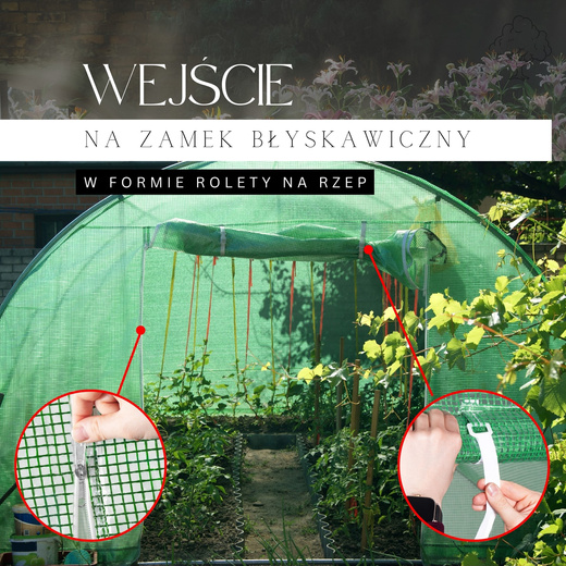 Szklarnia ogrodowa foliowa UV-4 140g/m2 tunel foliak 3x2x2 m zielony