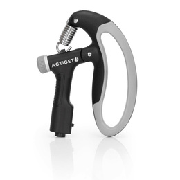 Ściskacz do rąk z regulacją oporu 10-100 kg licznik ruchu, do ćwiczeń dłoni, rehabilitacji szaro-czarny