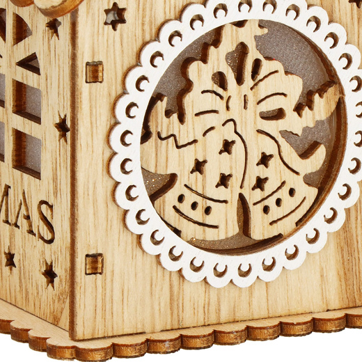 Zawieszka choinkowa domek świecąca ozdoba świąteczna drewniana na baterię