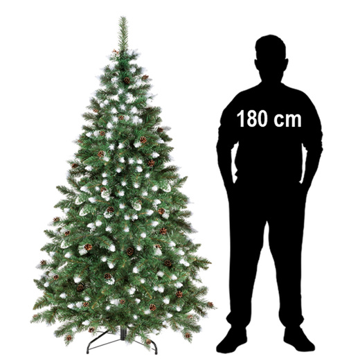 Choinka sztuczna 200 cm sosna diamentowa ośnieżona z szyszkami