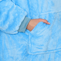 Kocobluza damska męska oversize koc bluza 2w1 z kapturem XXL ciepła morski niebieski