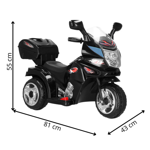 Motocykl dla dzieci, elektryczny jeździk trójkołowy, motorek na akumulator, czarny