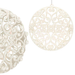 Zawieszka choinkowa kremowa okrągła dekoracja na choinkę 9 cm