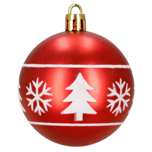 Bombki choinkowe 7 cm 12 szt. zestaw ozdoby świąteczne zdobione półmatowe, czerwone białe