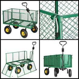 Wózek ogrodowy transportowy metalowy 400 kg zielony