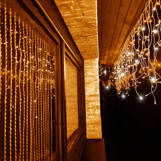 Kurtyna świetlna 300 led girlanda, lampki wewnętrzno-zewnętrzne sople biały ciepły + flash
