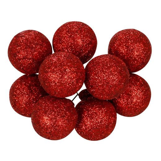 Bombki choinkowe 54 szt. zestaw ozdoby świąteczne na drucikach brokatowe matowe czerwone