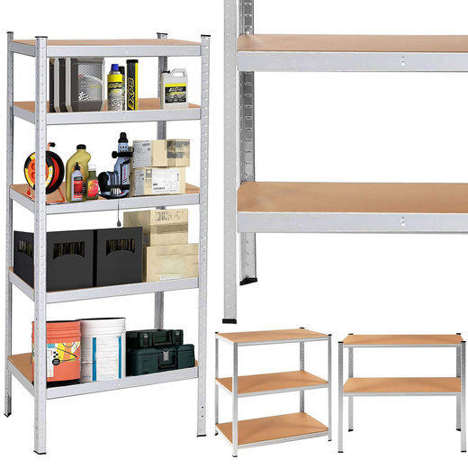Zestaw regałów metalowych 2 szt. 150x75x30cm 625kg z 5 półkami do garażu, piwnicy