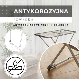 Suszarka na pranie składana teleskopowa na ubrania, bieliznę, z wbudowanymi haczykami