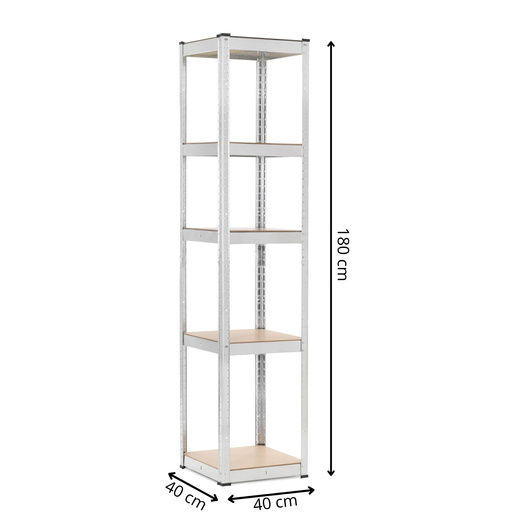 Regał magazynowy 180x40x40 cm 5-poziomowy do garażu, przechowywania 500 kg