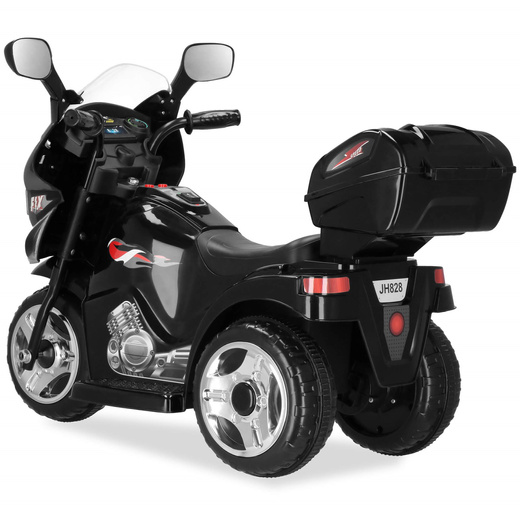 Motocykl dla dzieci, elektryczny jeździk trójkołowy, motorek na akumulator, czarny
