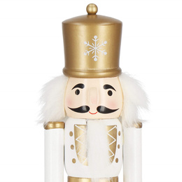 Dziadek do orzechów 30 cm z mieczem drewniany żołnierzyk złoty, figurka świąteczna