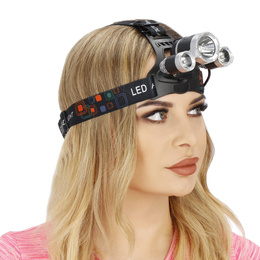 Latarka czołowa LED akumulatorowa T6 CREE czarna 