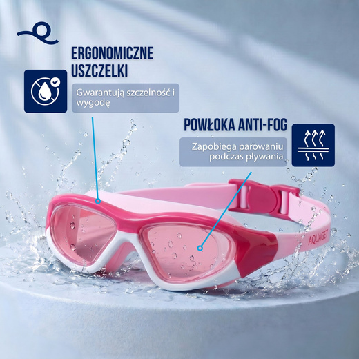 Okulary do pływania dla dzieci na basen okularki pływackie anti-fog gogle z etui, zatyczkami