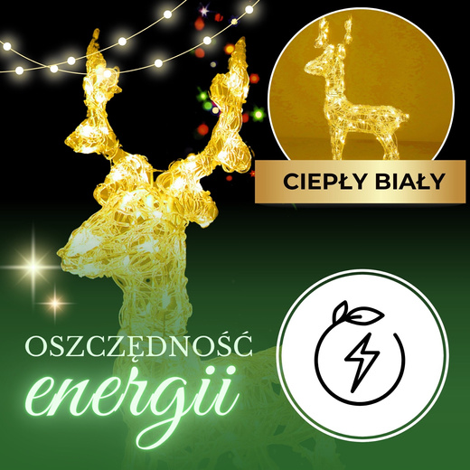 Renifer świąteczny 100 LED świetlna dekoracja biały ciepły