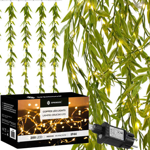 Girlanda led sztuczne liście ruskus dekoracja świetlna