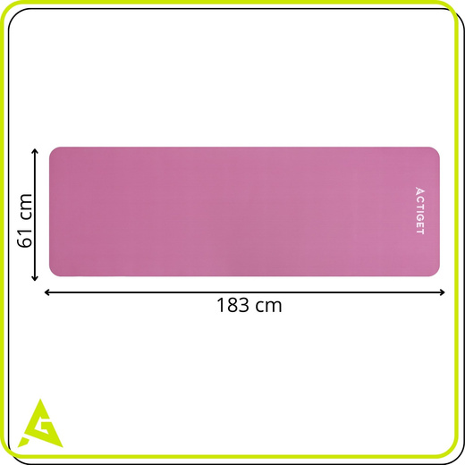 Mata do ćwiczeń 183x61 cm antypoślizgowa NBR do jogi, stretchingu z uchwytem różowa