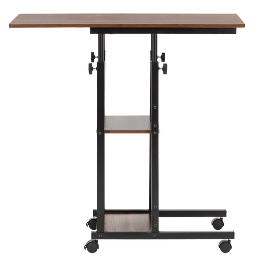 Stolik na kółkach regulowany 76-86 cm biurko mobilne pod laptopa ciemnobrązowe