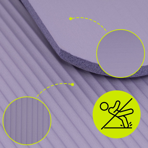 Mata do jogi, ćwiczeń fitness 183x61 cm antypoślizgowa, materac do stretchingu fioletowy