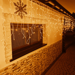 Kurtyna świetlna 300 led girlanda, lampki wewnętrzno-zewnętrzne sople ciepły biały