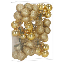 Bombki choinkowe, komplet 6 szt. dekoracja do stroika, mini bomki 54 szt. na druciku, złote
