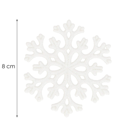 Zawieszki świateczne 8 szt. śnieżynki brokatowe 8 cm białe