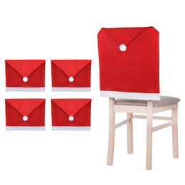 Pokrowiec na krzesło, czapka Mikołaja czerwona zestaw 4 szt.