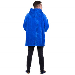 Kocobluza damska oversize koc bluza 2w1 z kapturem ciepła niebieska