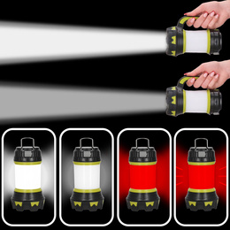 Latarka wielofunkcyjna, turystyczna, biwakowa LED 6 trybów świecienia, z funkcją powerbank